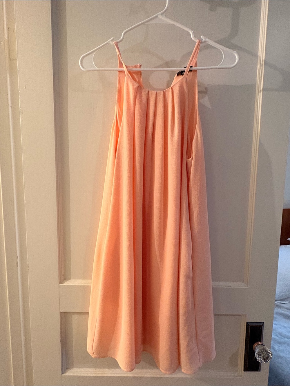 TCEC Peach Spaghetti-Strap Swing Mini Dress